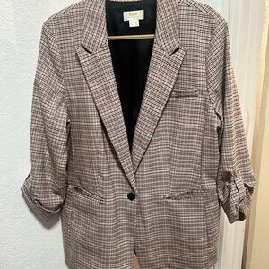 Anthropologie Maeve Pink and Black Blazer